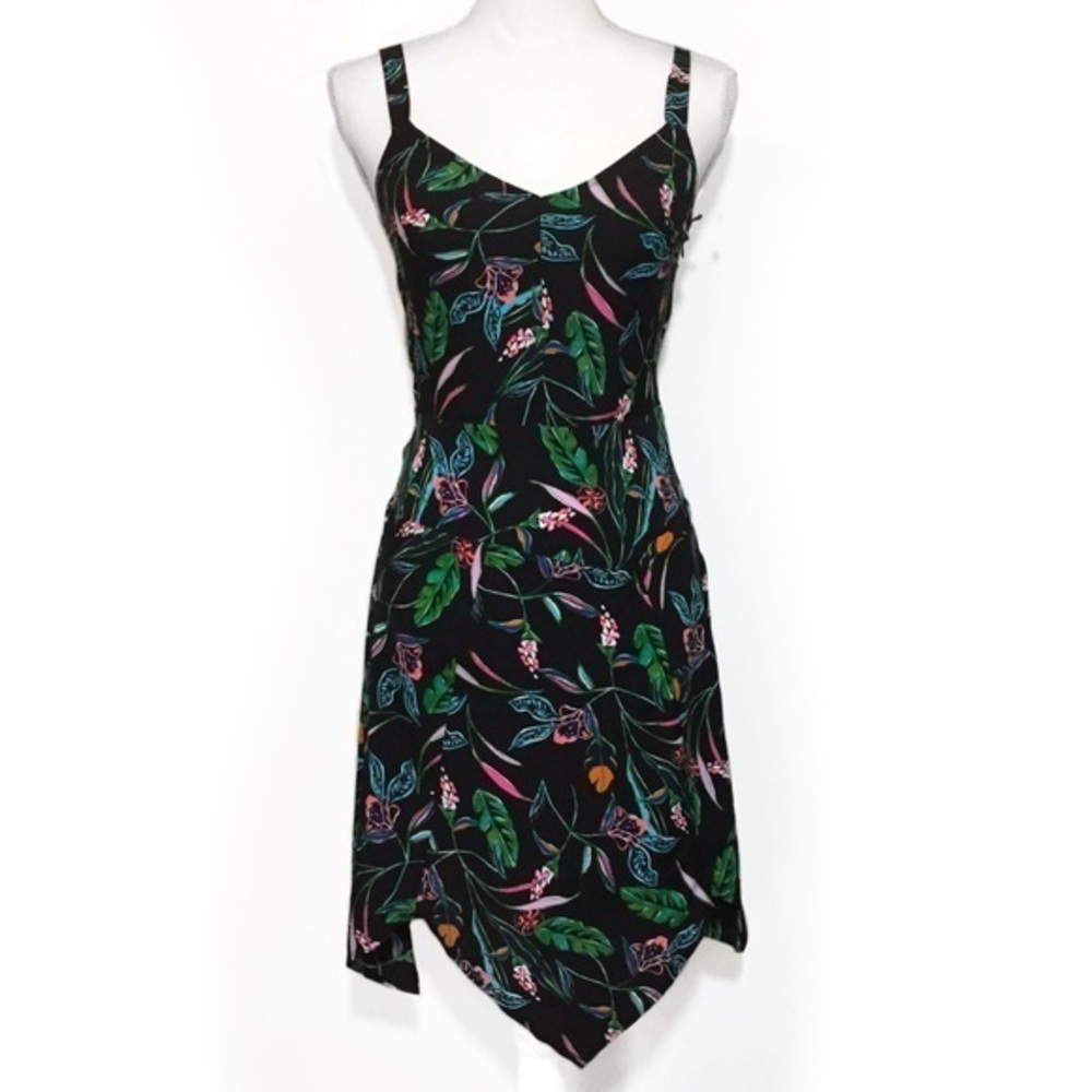 CLEARANCE NWOT Asymmetrical Floral Handkerchief Black Dress